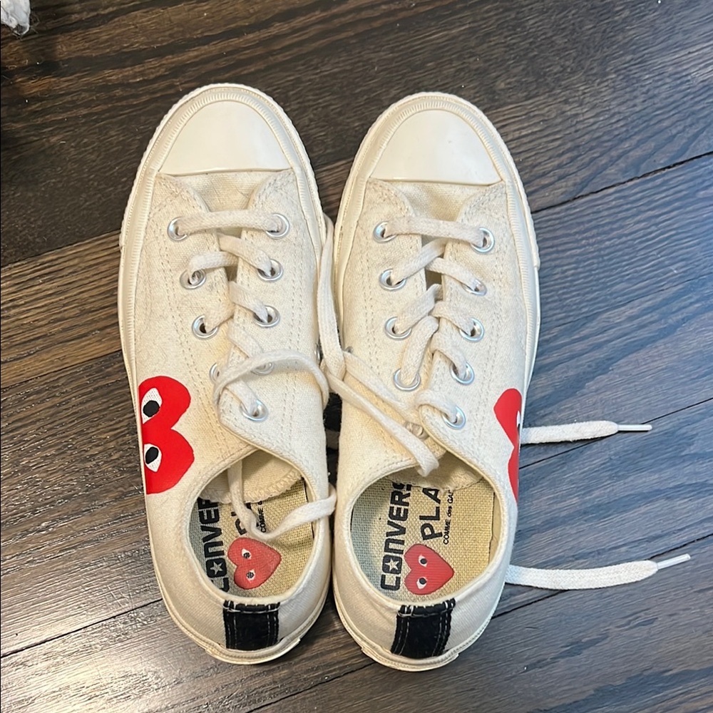 Converse Kids Cream Sneakers with Red Heart